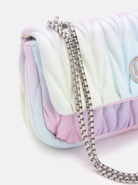 Lino Perros Women Geometric Textured Structured Sling Bag with Quilted Detail