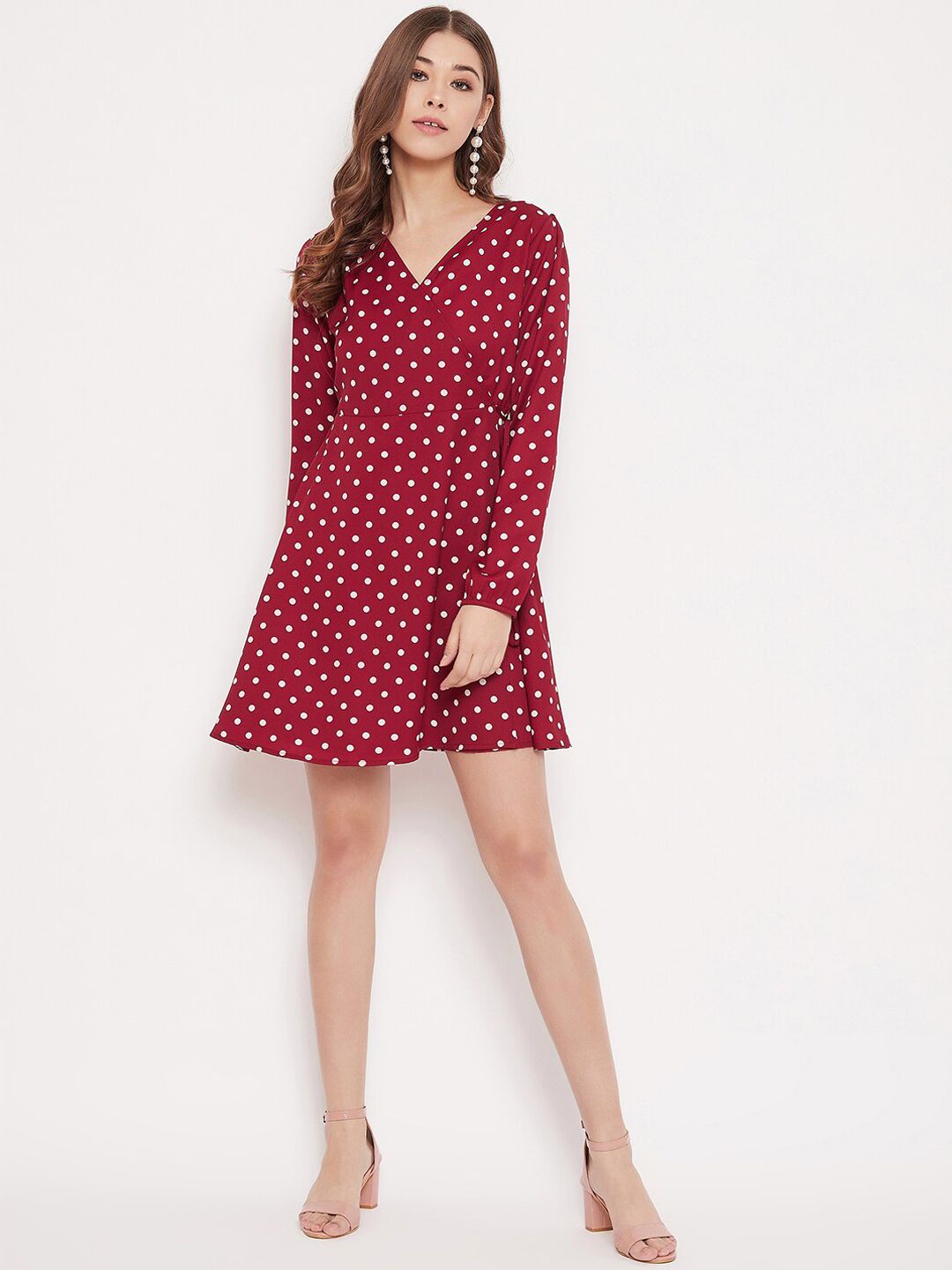 Berrylush Women Red Printed Wrap Dress