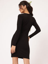 DressBerry Black Solid Knee Length Bodycon Dress