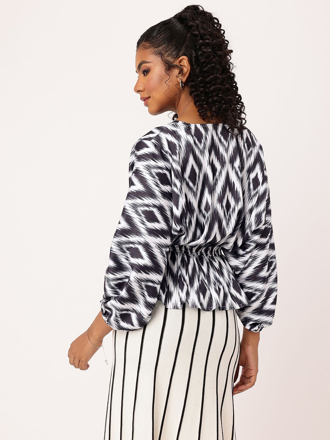 DressBerry Digital Dyes Ikat Style Cinched Waist Top