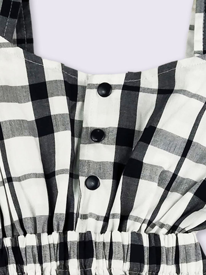 Moms Love Infant Girls Checked Cold-Shoulder Fit & Flare Dress