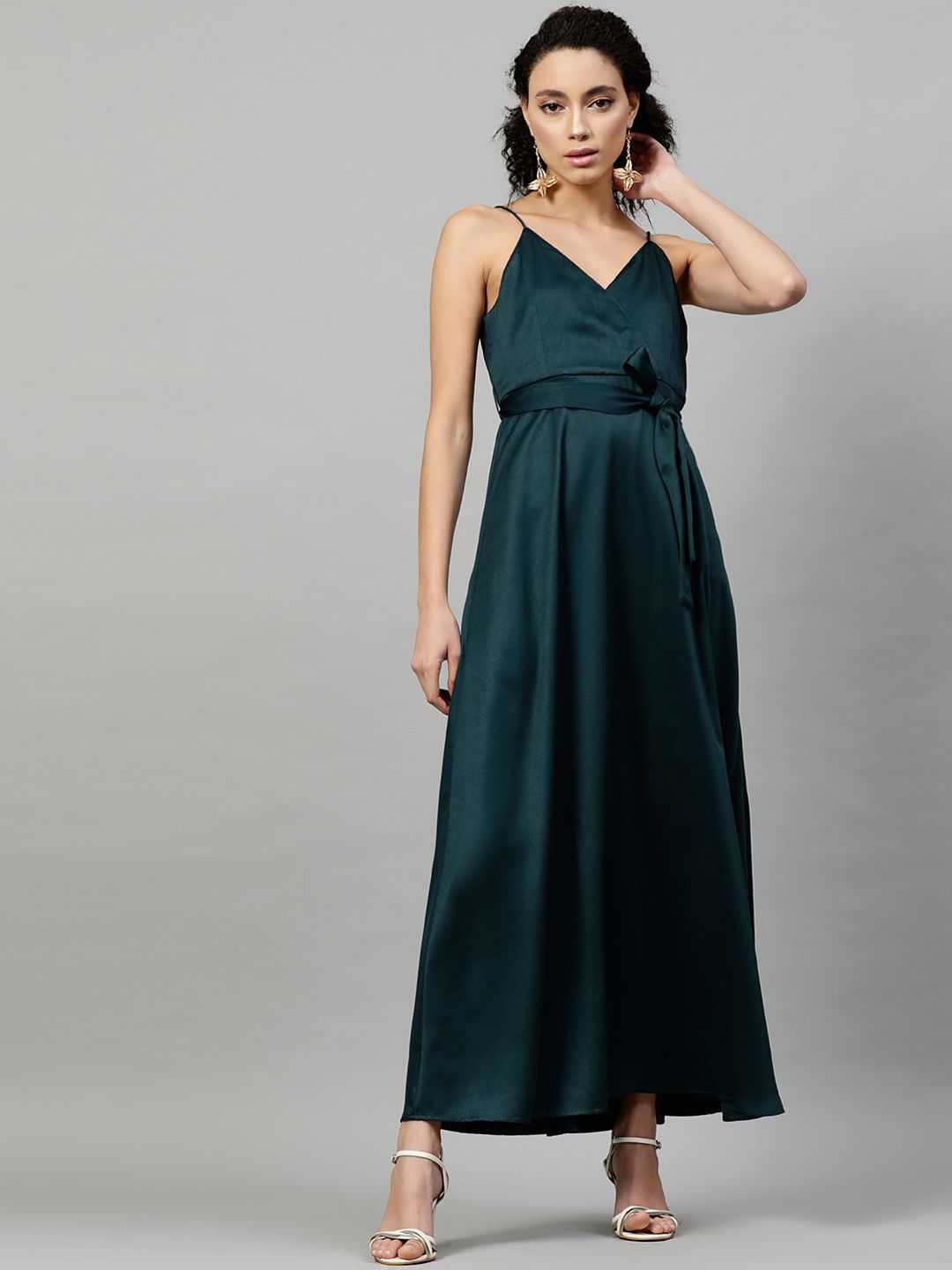 STREET 9 Women Green Solid Maxi Dress