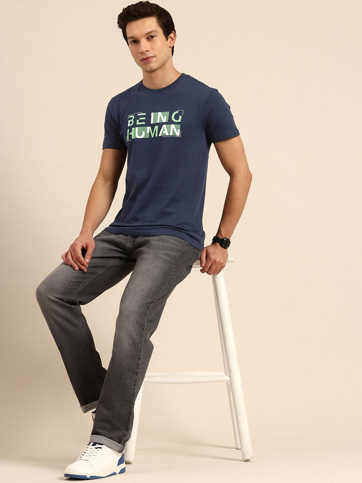 Being Human Pure Cotton Brand Logo Printed Slim Fit T-shirt