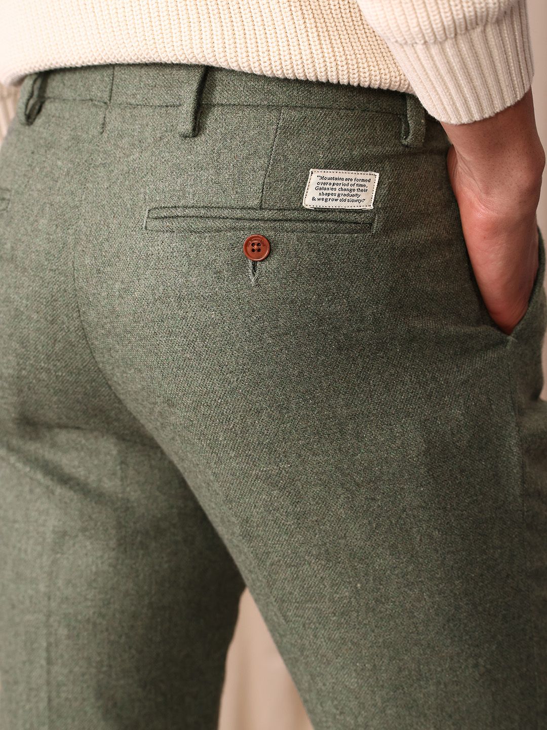 Mr Bowerbird Men Tailored Fit Textured Pleated Trousers