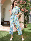 Athena Blue & Pink Printed Shirt and Trousers Co-Ords