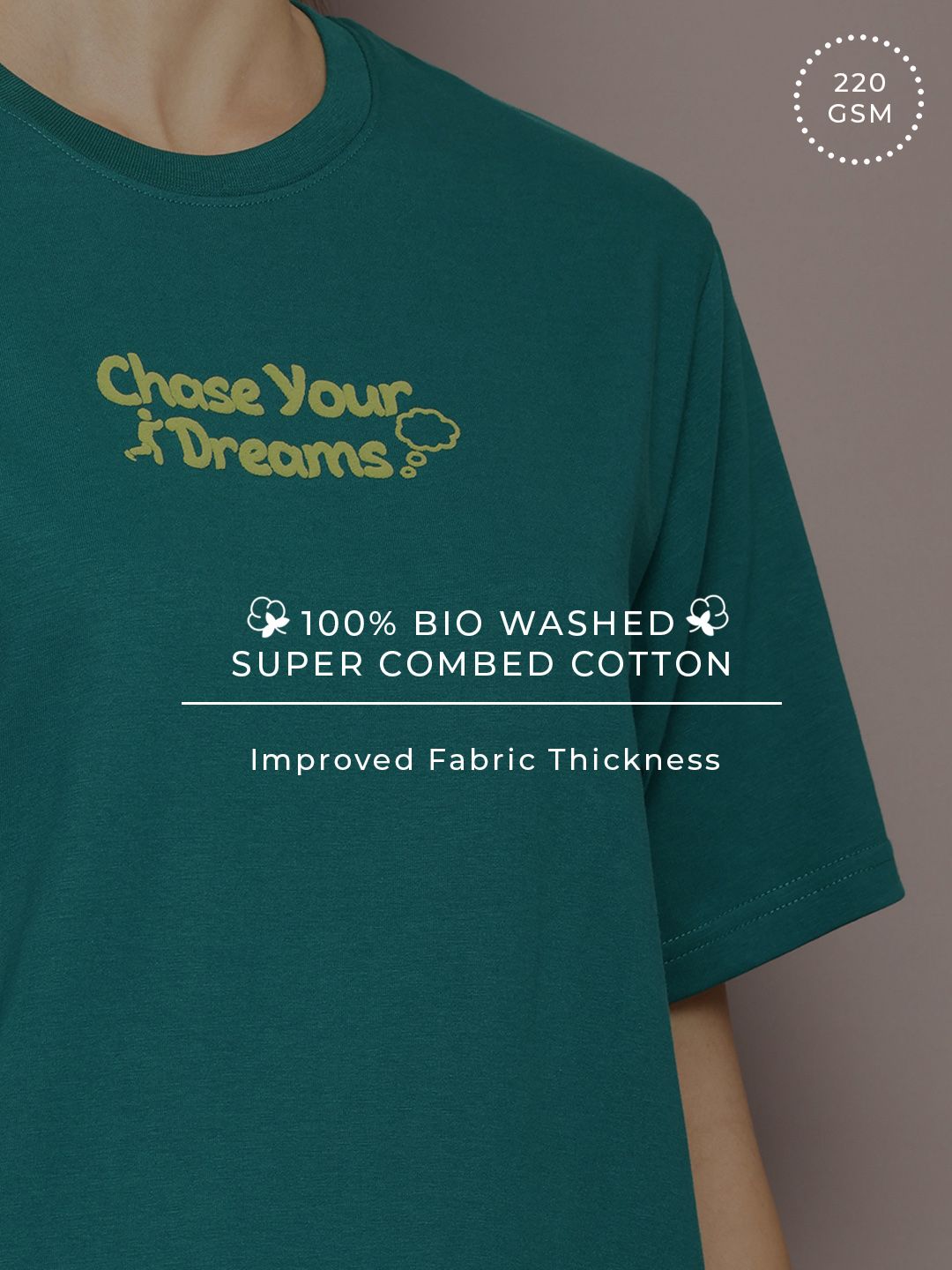 DILLINGER Women Typography Printed Embossed Oversized T-shirt