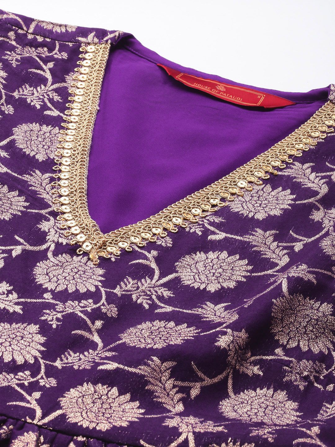 House of Pataudi Floral Embroidered A-Line Midi Jashn Dress