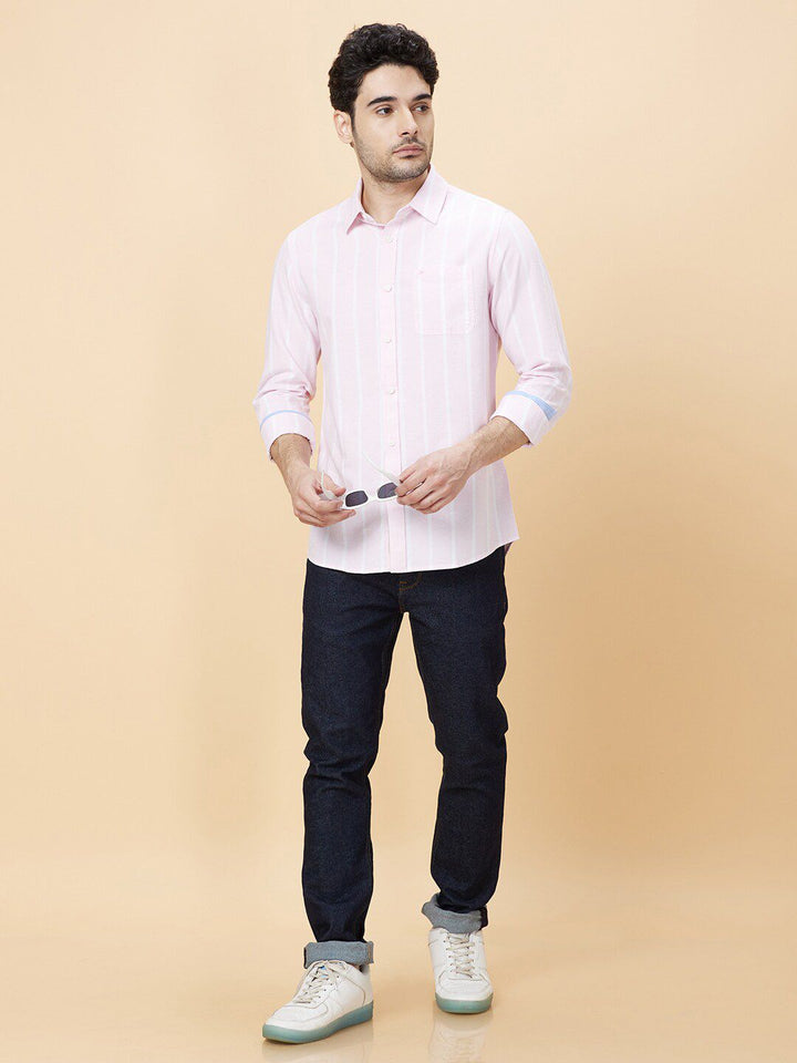 Being Human Windowpane Checks Spread Collar Slim Fit Cotton Casual Shirt