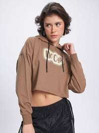 DressBerry Printed Cropped Boxy Hooded Sweatshirt