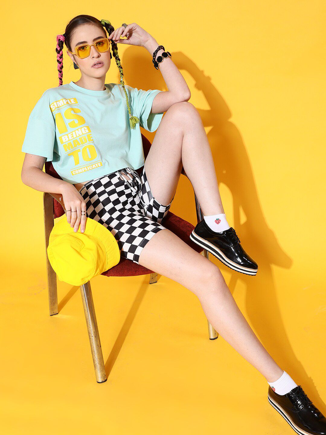 STREET 9 Women Sea Green Printed Cotton Drop-Shoulder Sleeves Bio Finish Oversized  T-shirt