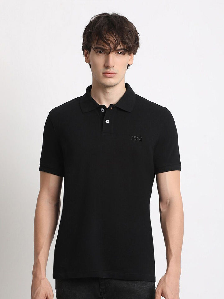THE BEAR HOUSE Polo Collar Pure Cotton Slim Fit T-shirt