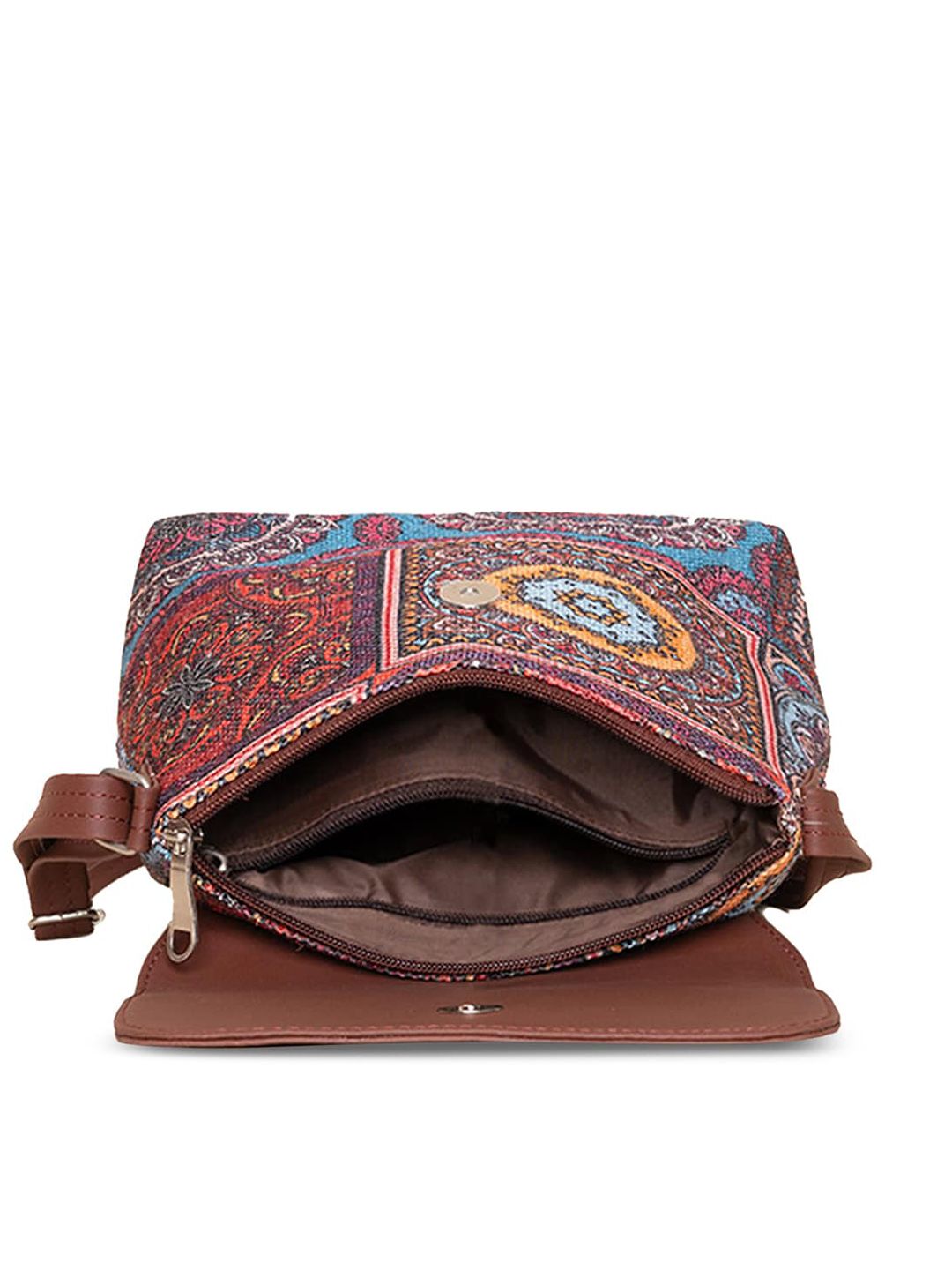 ZOUK Ethnic Motifs Printed Structured Sling Bag