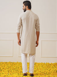 Jompers Geometric Embroidered Thread Work Pure Cotton Kurta With Pyjamas