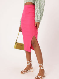 DressBerry Insta-Worthy Ribbed Bodycon Midi Skirt