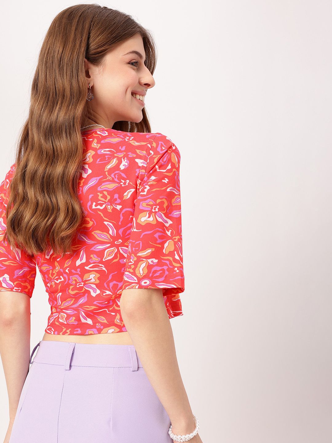 DressBerry Abstract Wrap Style Crop Top