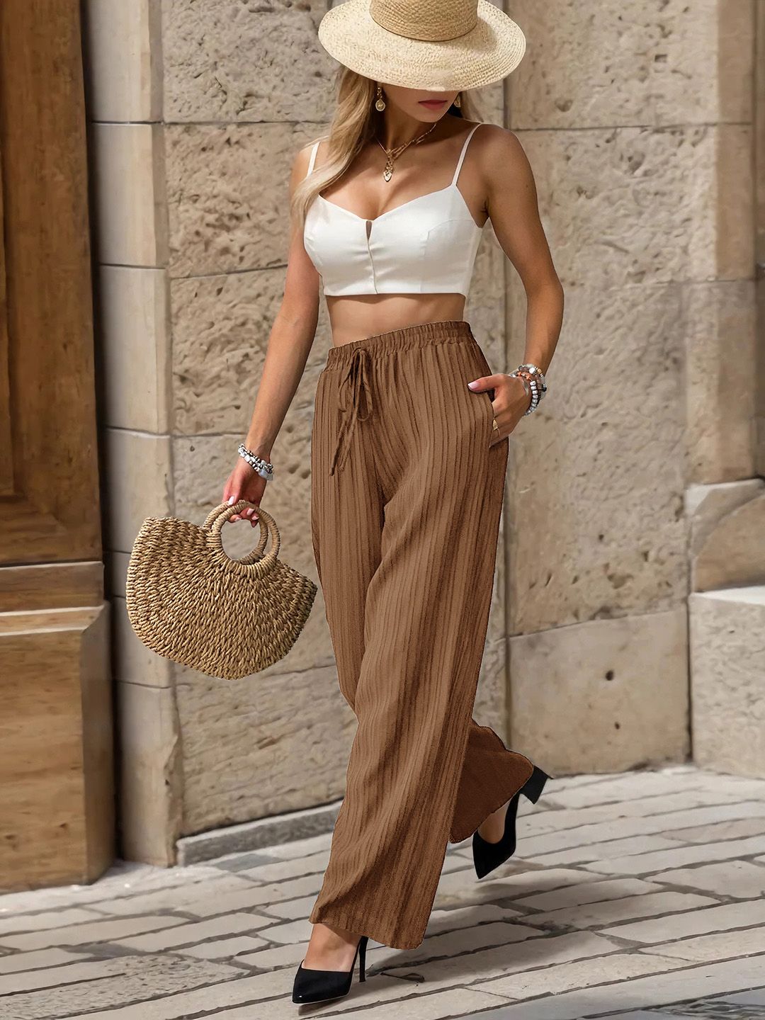 DressBerry Women Textured Trousers