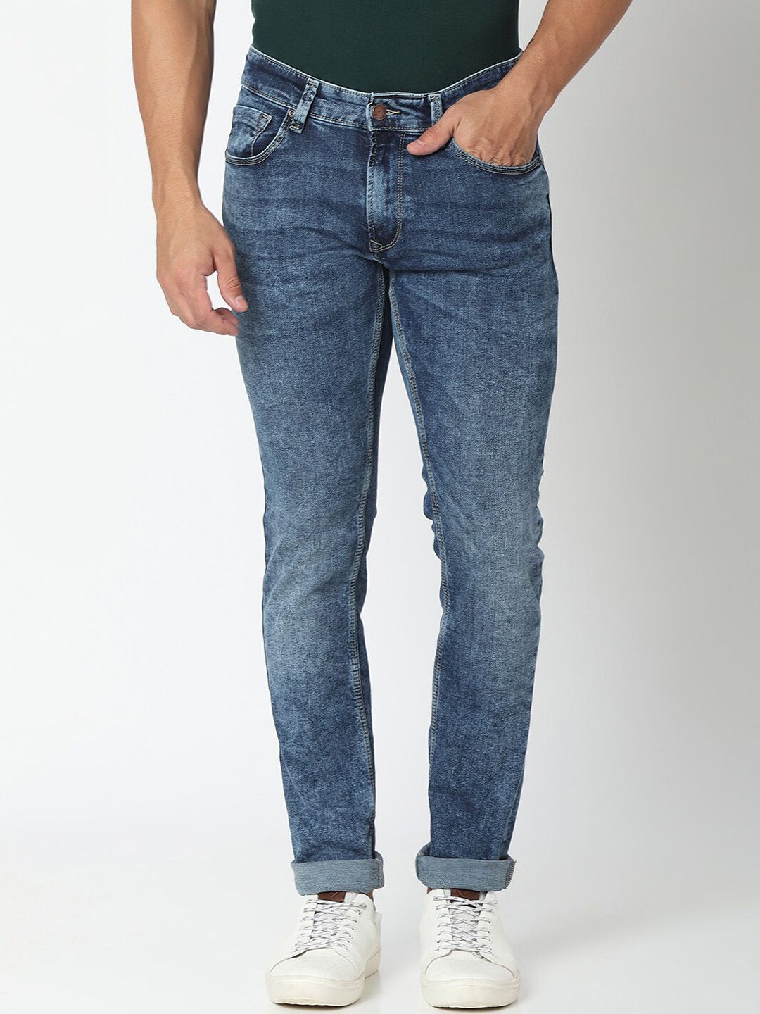 SPYKAR Men Blue Mid Rise Heavy Fade Jeans