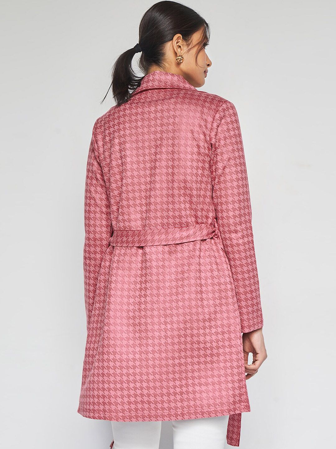 AND Lapel Collar Checked Longline Tailored Jacket