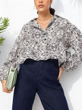 DressBerry Monochrome Mania Ethnic Printed Puff Sleeves Shirt-Style Top