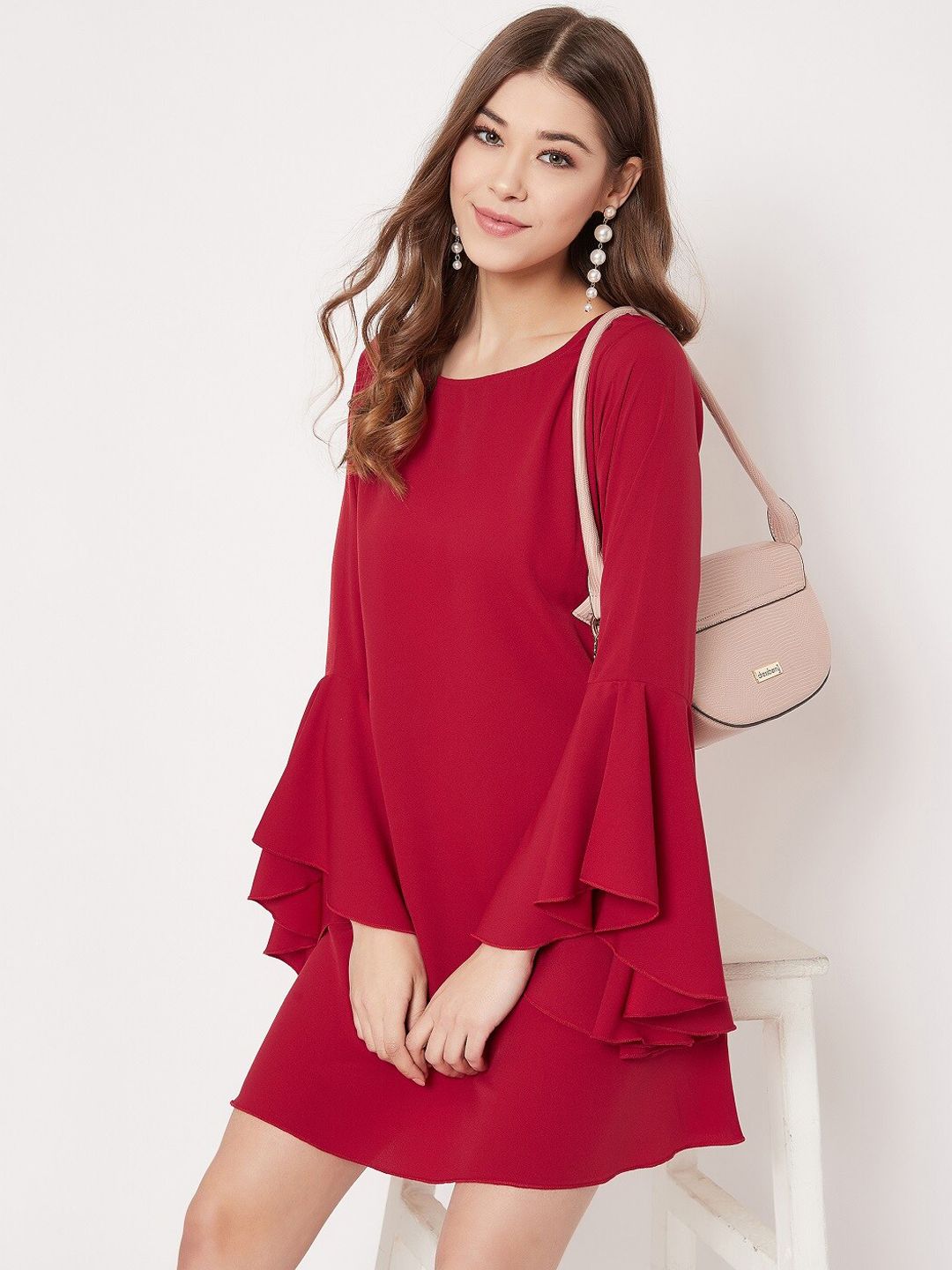 Berrylush Women Red Solid A-Line Dress