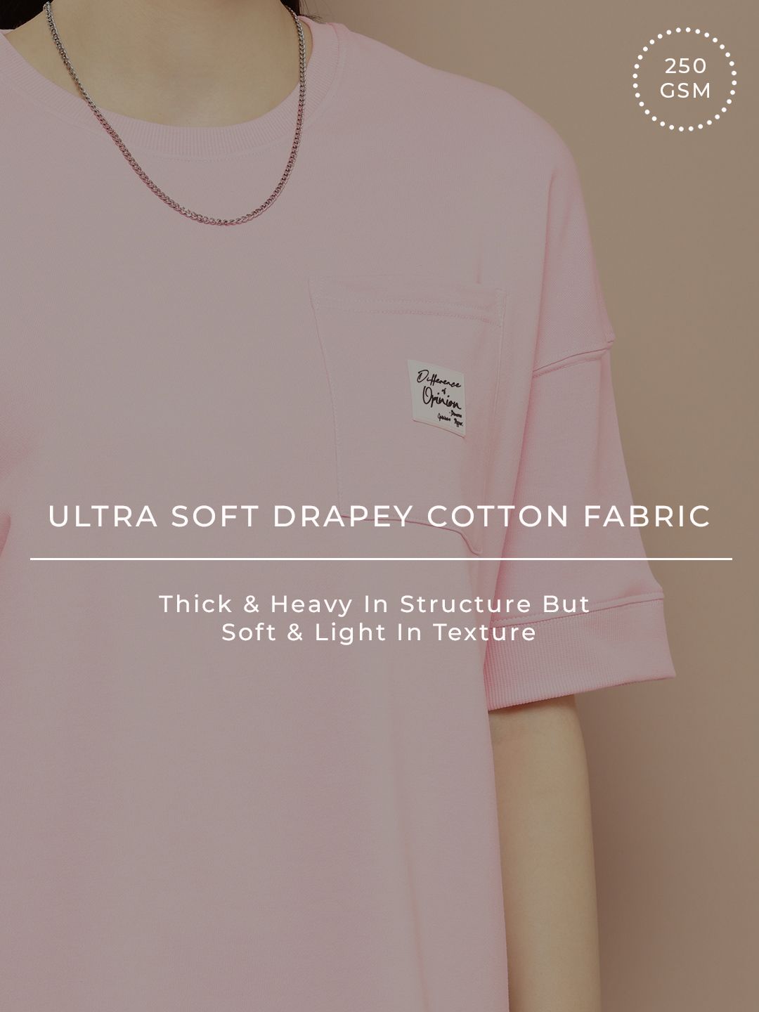 Difference of Opinion Women Oversized Drop Shoulder Ultra Soft Drapey Cotton T-Shirt