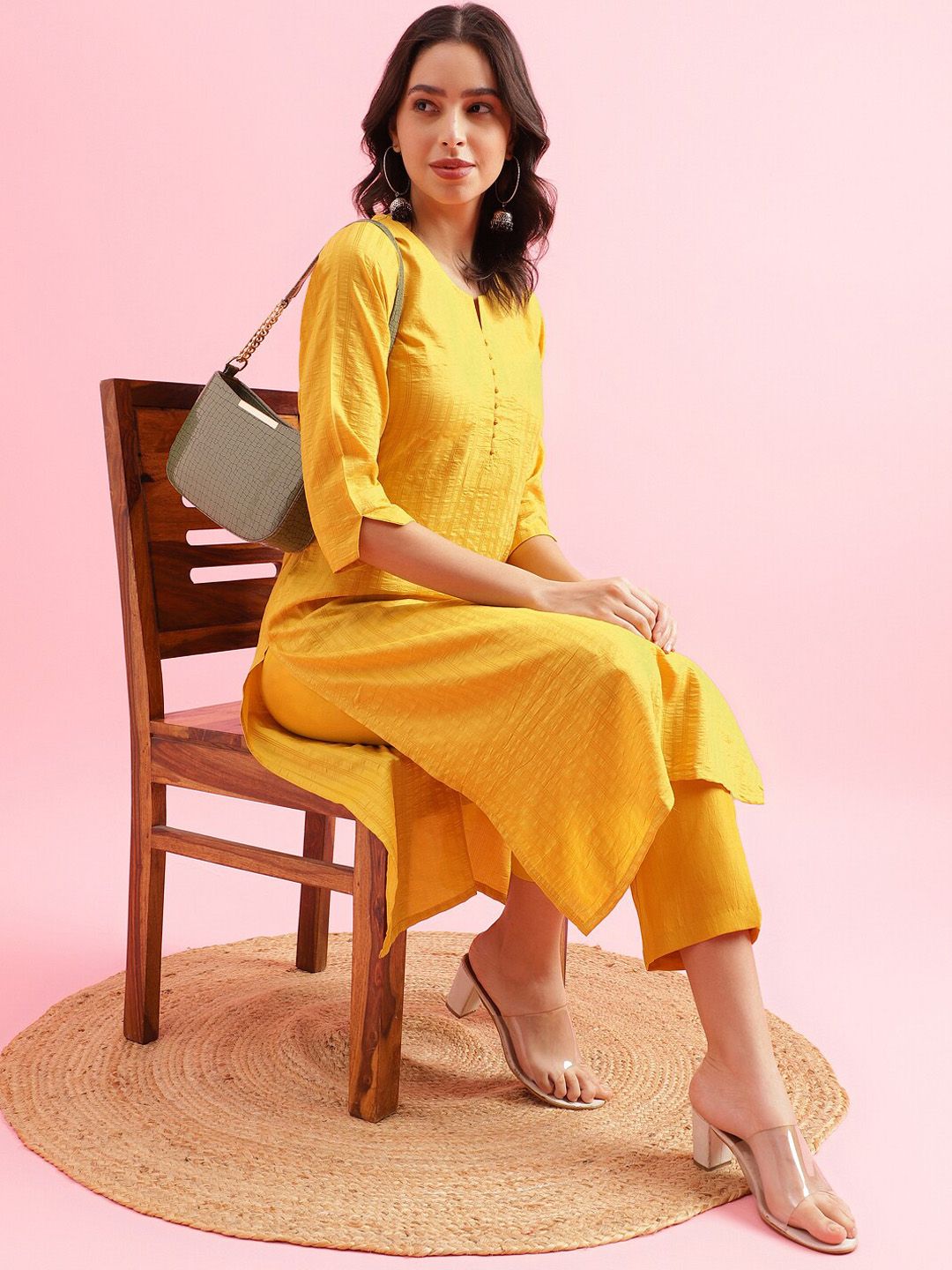 KALINI Striped Straight Kurta with Trousers