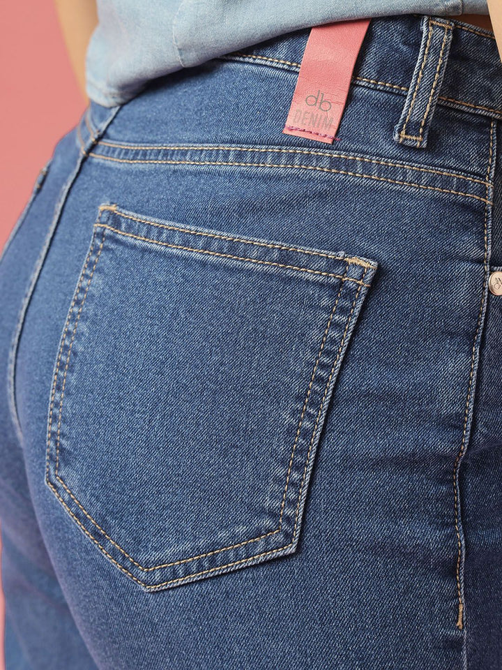 DressBerry Women Straight Fit High-Rise Light Fade Stretchable Jeans