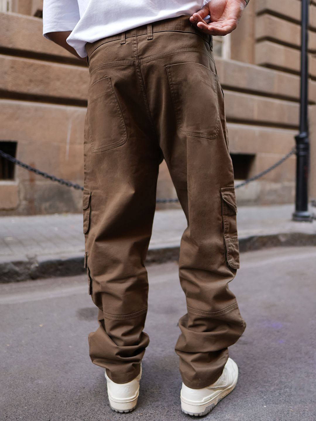 Powerlook Men Brown Mid-Rise Denim Cargos
