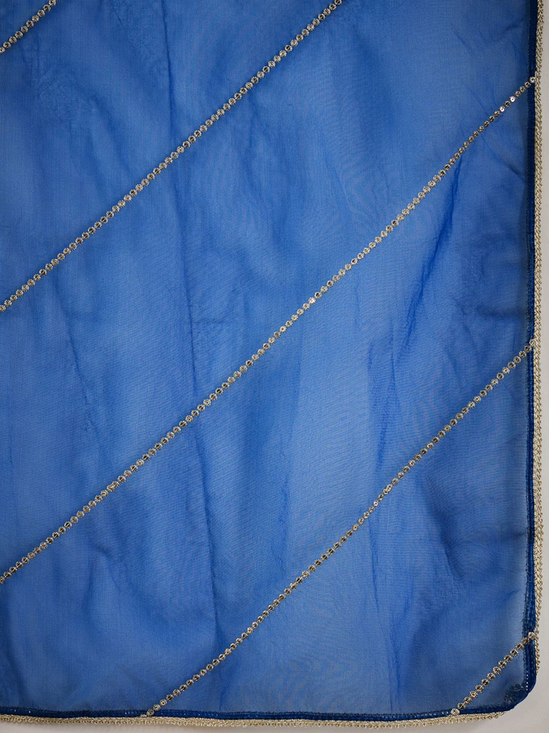 Indo Era V Neck Floral Yoke Design Zardozi Straight Kurta with Trouser & Dupatta