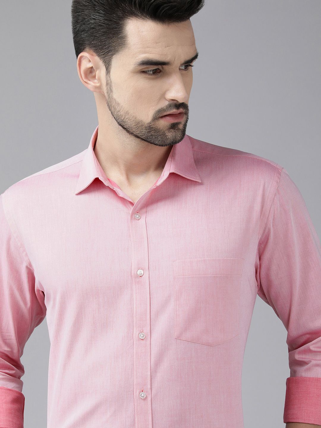 Park Avenue Men Pink Solid Slim Fit Formal Shirt