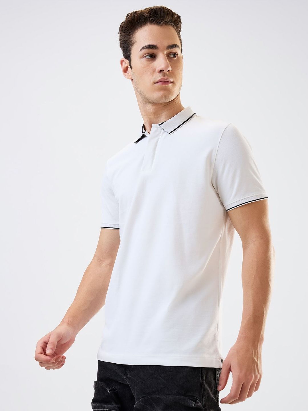 SPYKAR Men Solid Polo Collar Cotton Slim Fit T-shirt