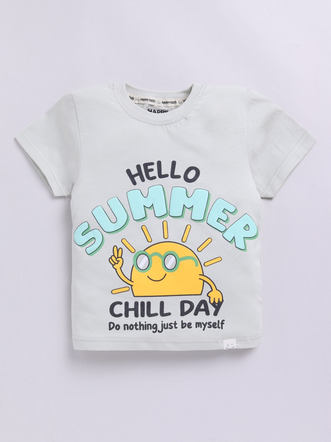 Happy Faces Boys Typography Printed Pure Cotton T-shirt