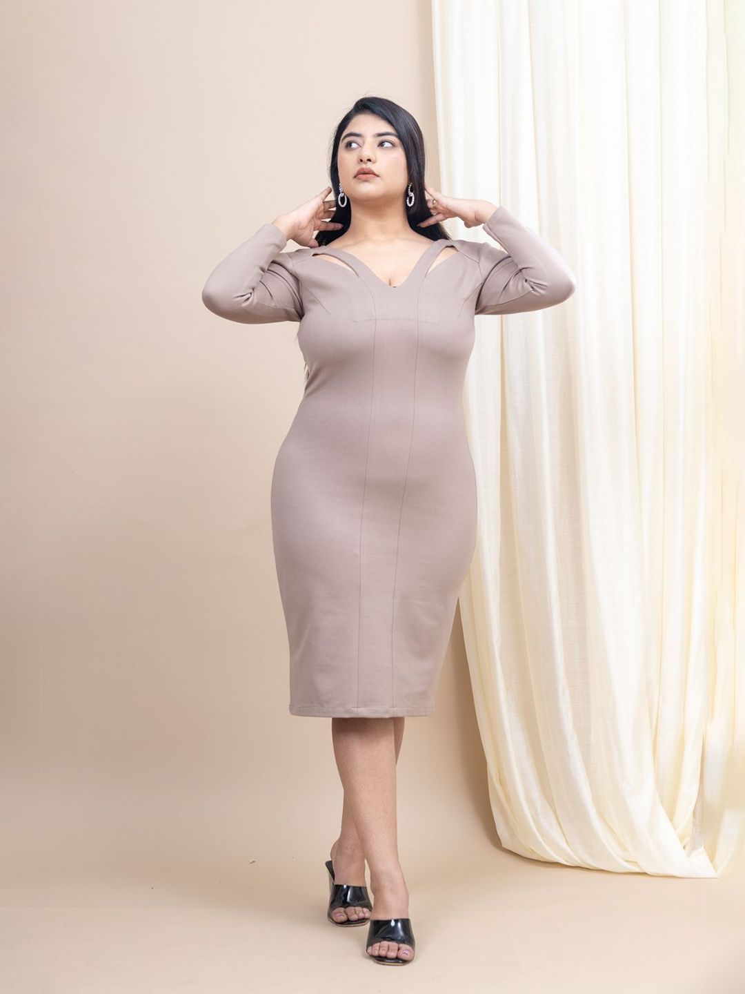 Mamicha Women V-Neck Bodycon Dress