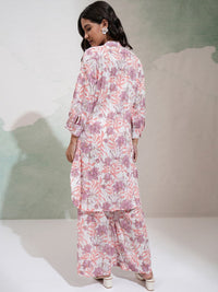 Vishudh Floral Printed Mandarin Collar Tunic With Palazzos