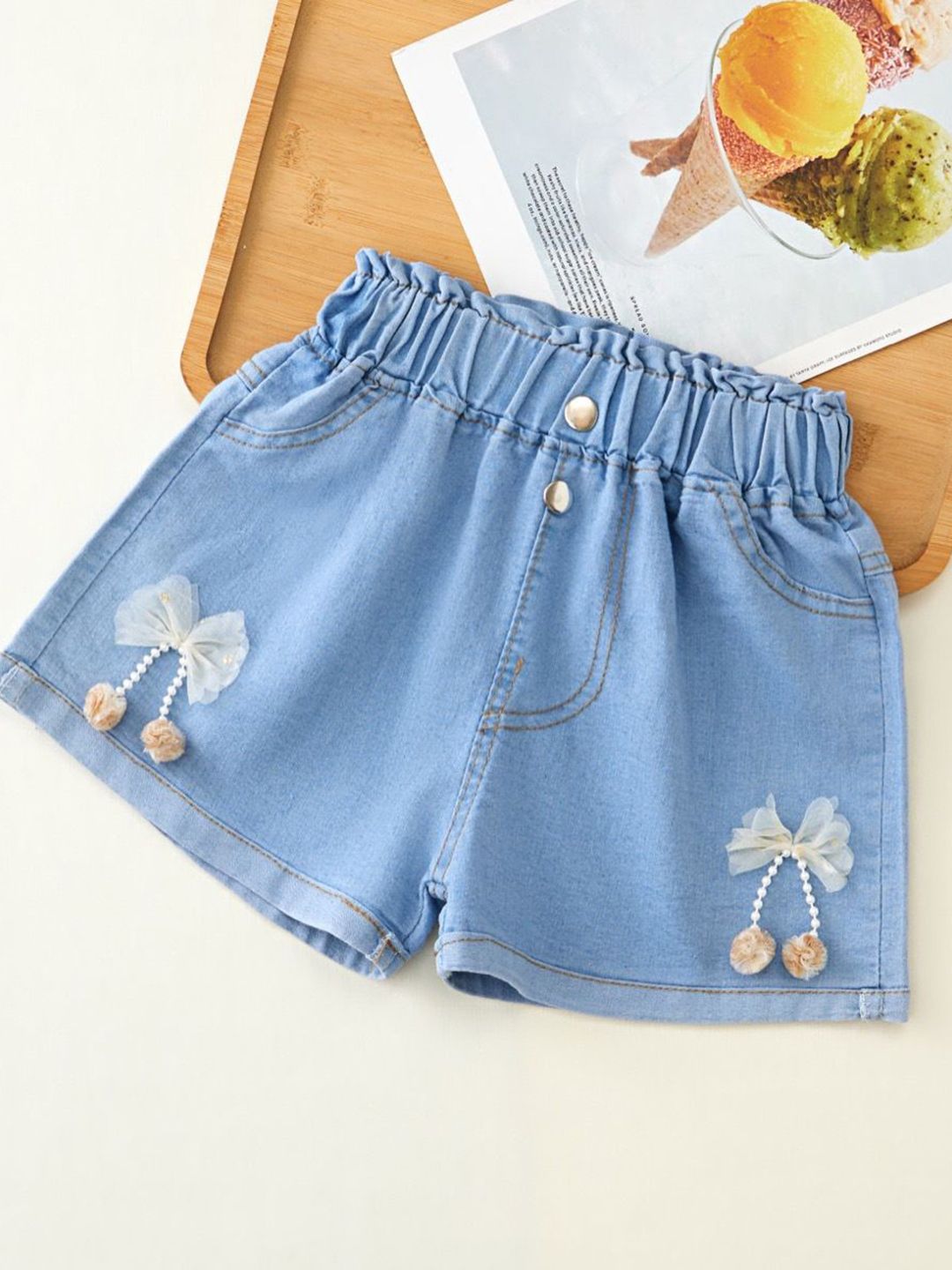 YK Girls Regular Fit Denim Shorts