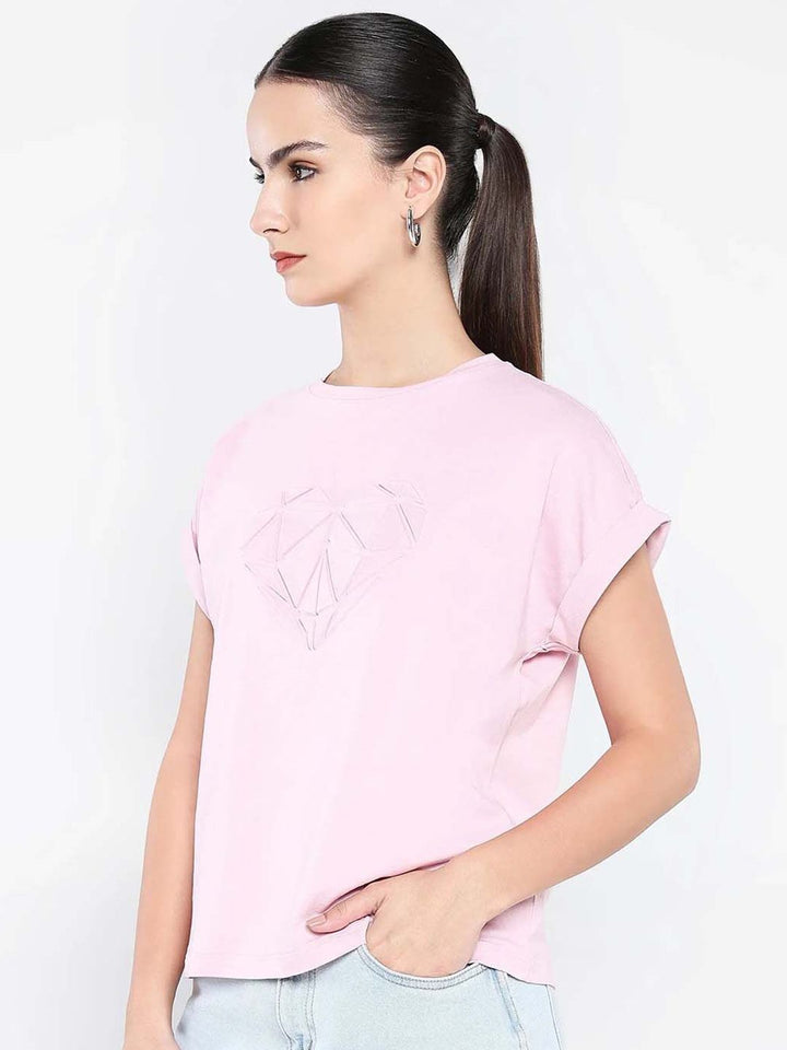 RAREISM Women Graphic Printed Round Neck Cotton Relaxed Fit T-shirt