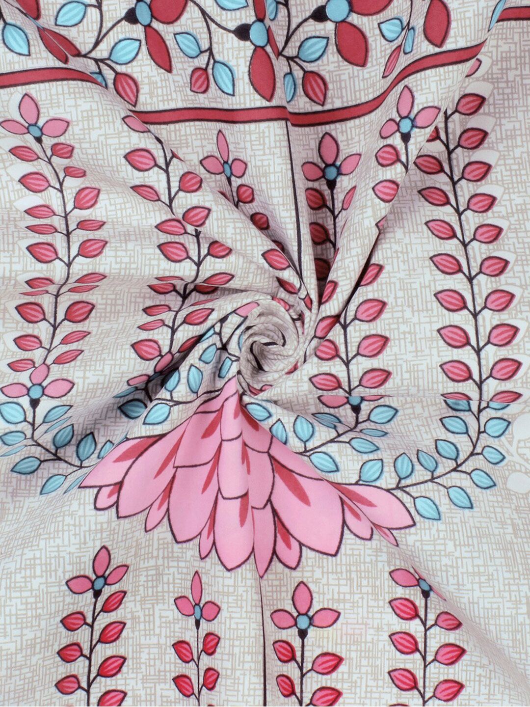 Story@home Grey & Pink Ethnic Motifs 180 TC Single Bedsheet with 1 Pillow Cover