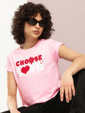 DILLINGER Women Regular Cropped Short Sleeve Printed Tshirt