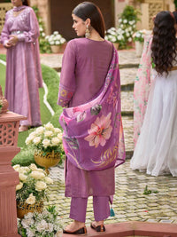 Indo Era Women Floral Embroidered Panelled Thread Work Kurta with Trousers & With Dupatta