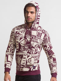 Being Human Men Violet Printed Hooded Sweatshirt