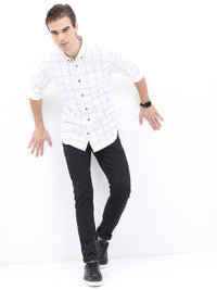 HIGHLANDER Men Checked Cotton Slim Fit Casual Shirt