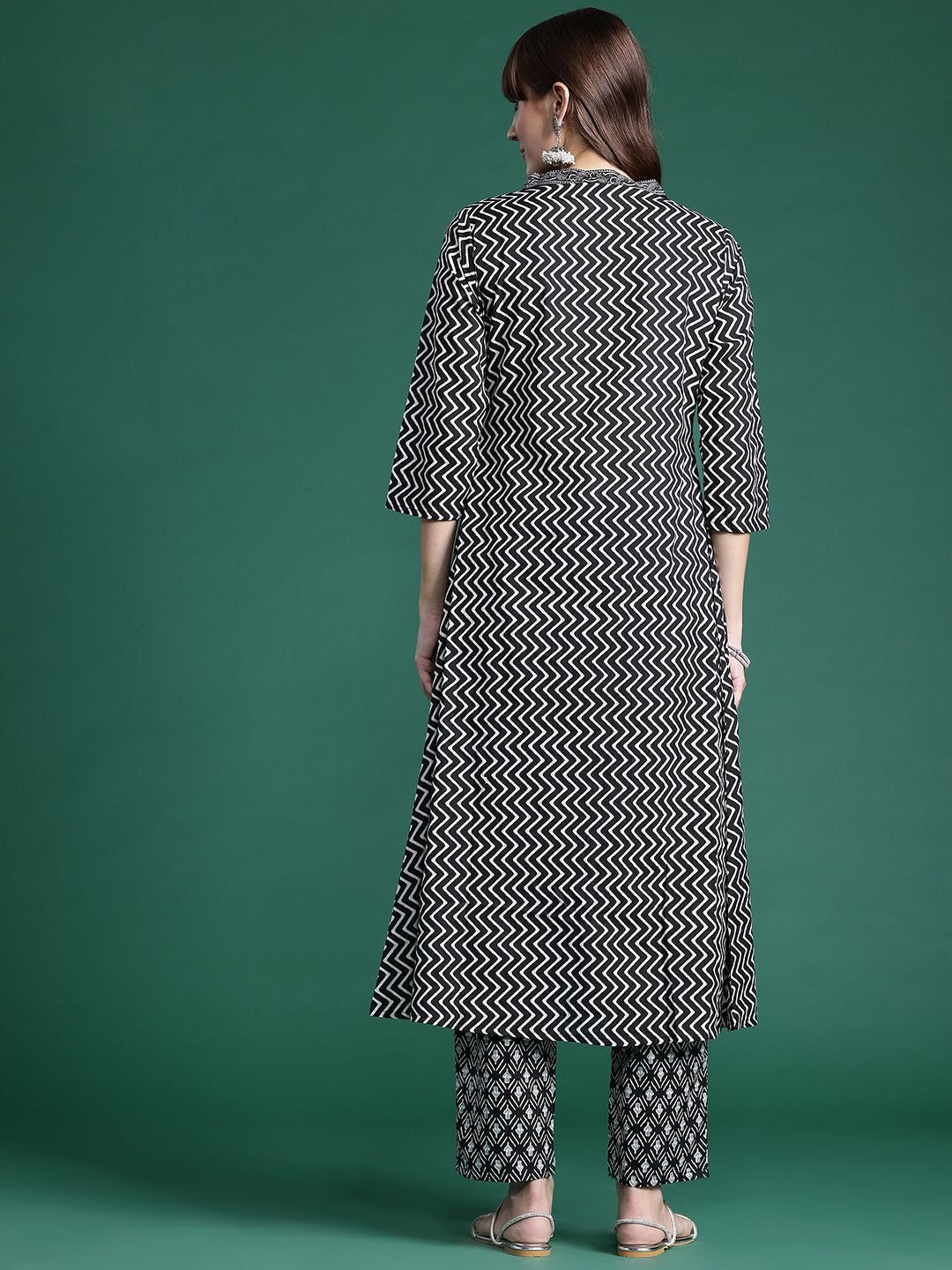 Indo Era Printed Panelled Pure Cotton Kurta with Trousers