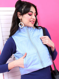 Tokyo Talkies Women Blue Padded Jacket