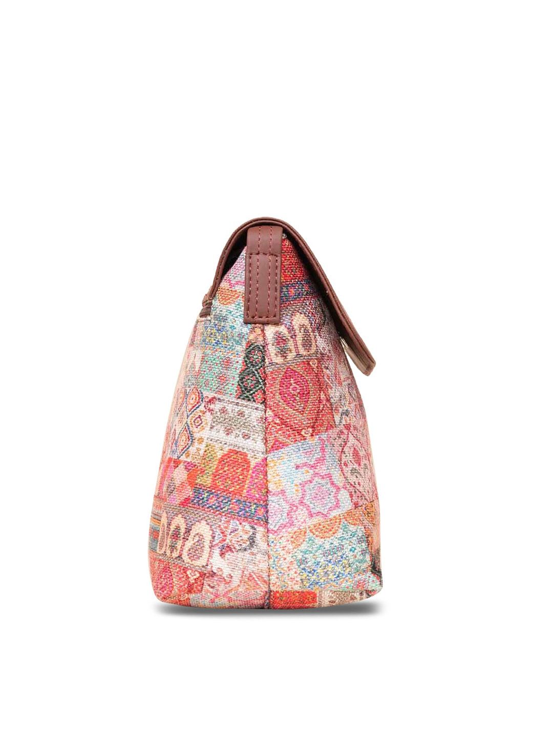 ZOUK Ethnic Motifs Printed Structured Sling Bag