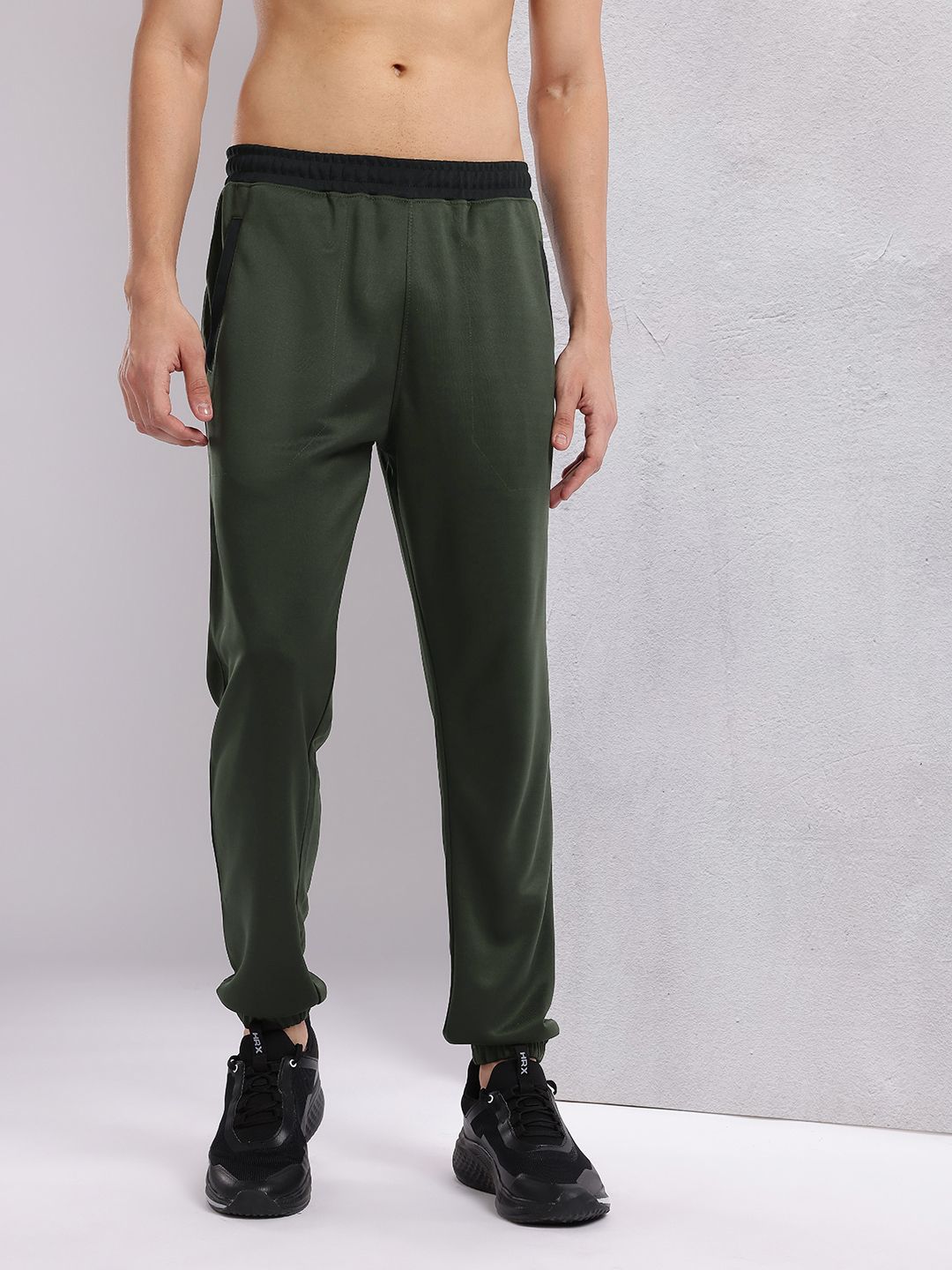HRX by Hrithik Roshan Men Contrast Waistband Rapid-Dry Running Joggers
