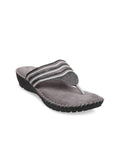 Metro Women Grey Embellished Comfort Sandals