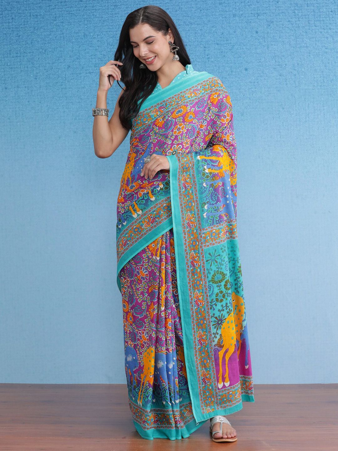 Saree mall Kalamkari Pure Cotton Bagru Sarees