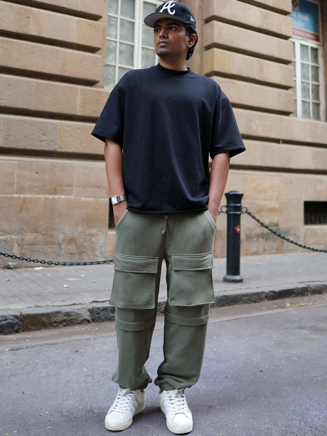 Powerlook Men Mid-Rise Cargo Track Pants