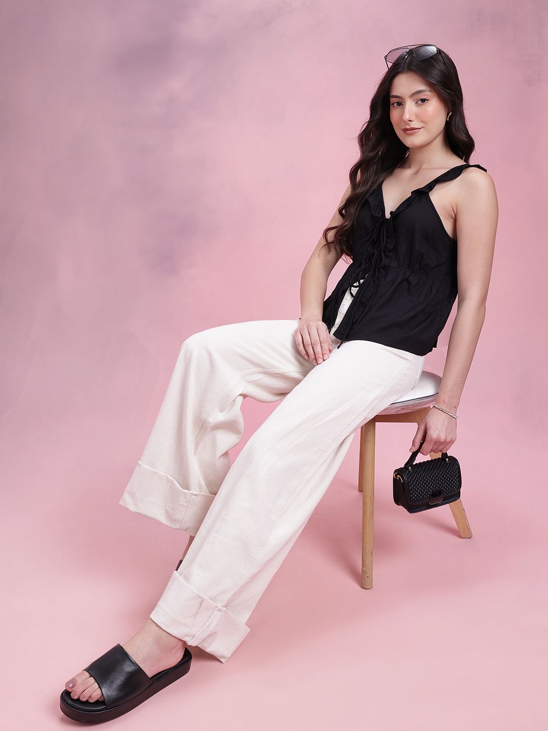 DressBerry Bow Front Ruffles Top