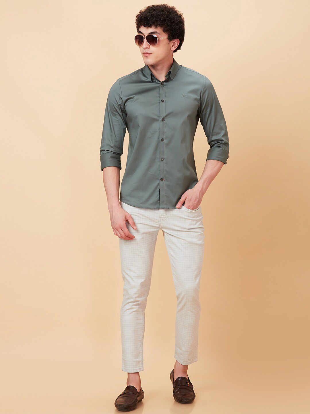 Being Human Spread Collar Slim Fit Cotton Casual Shirt